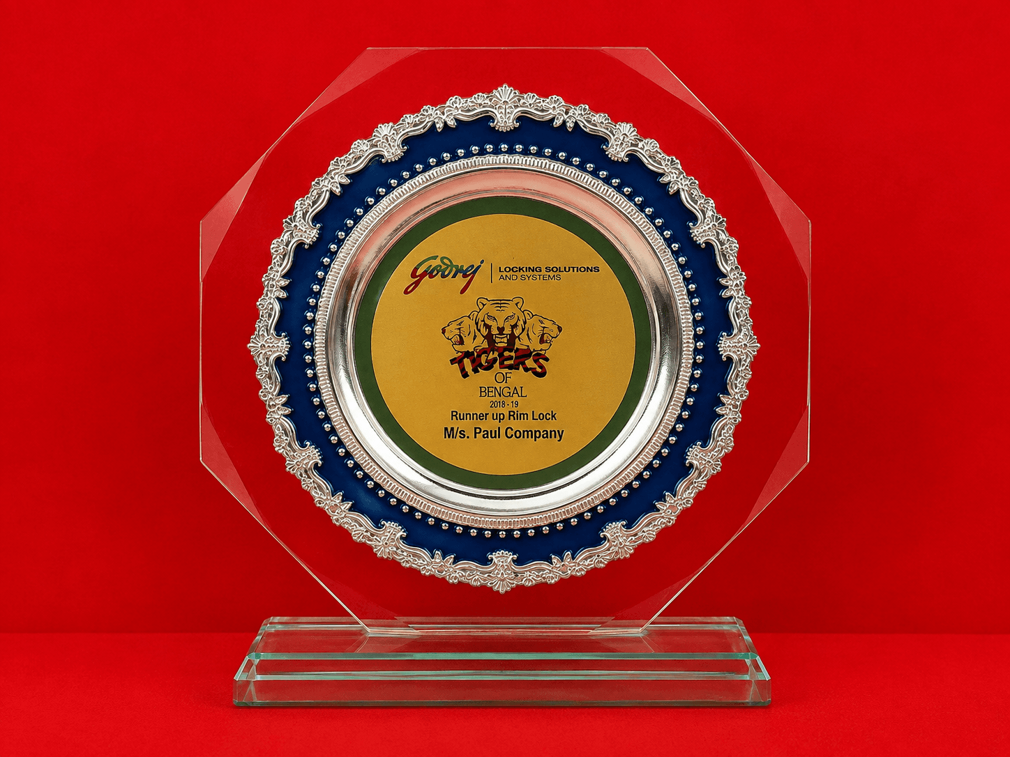 Award Plaque for Runner Up Shield: Rim Lock Category by Godrej Tigers of Bengal